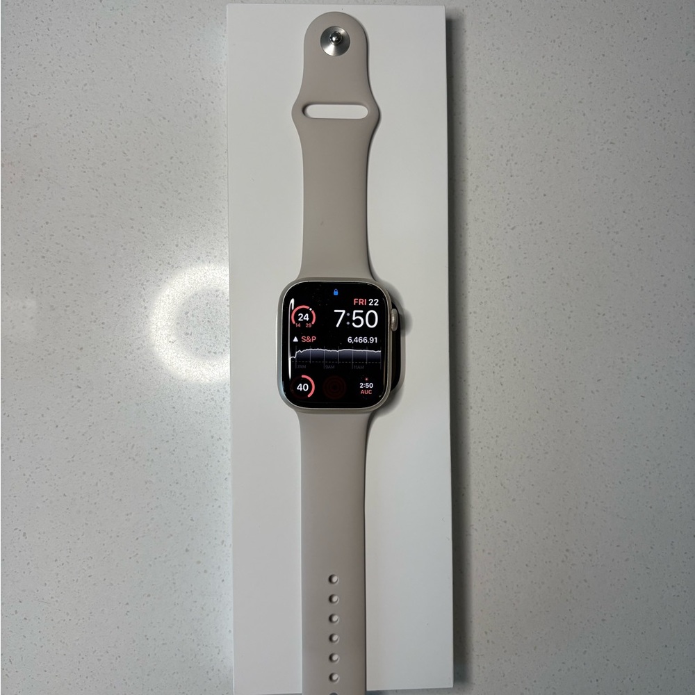 (GPS + Cellular) Series 9 Apple Watch 45mm Starlight Aluminum case and band